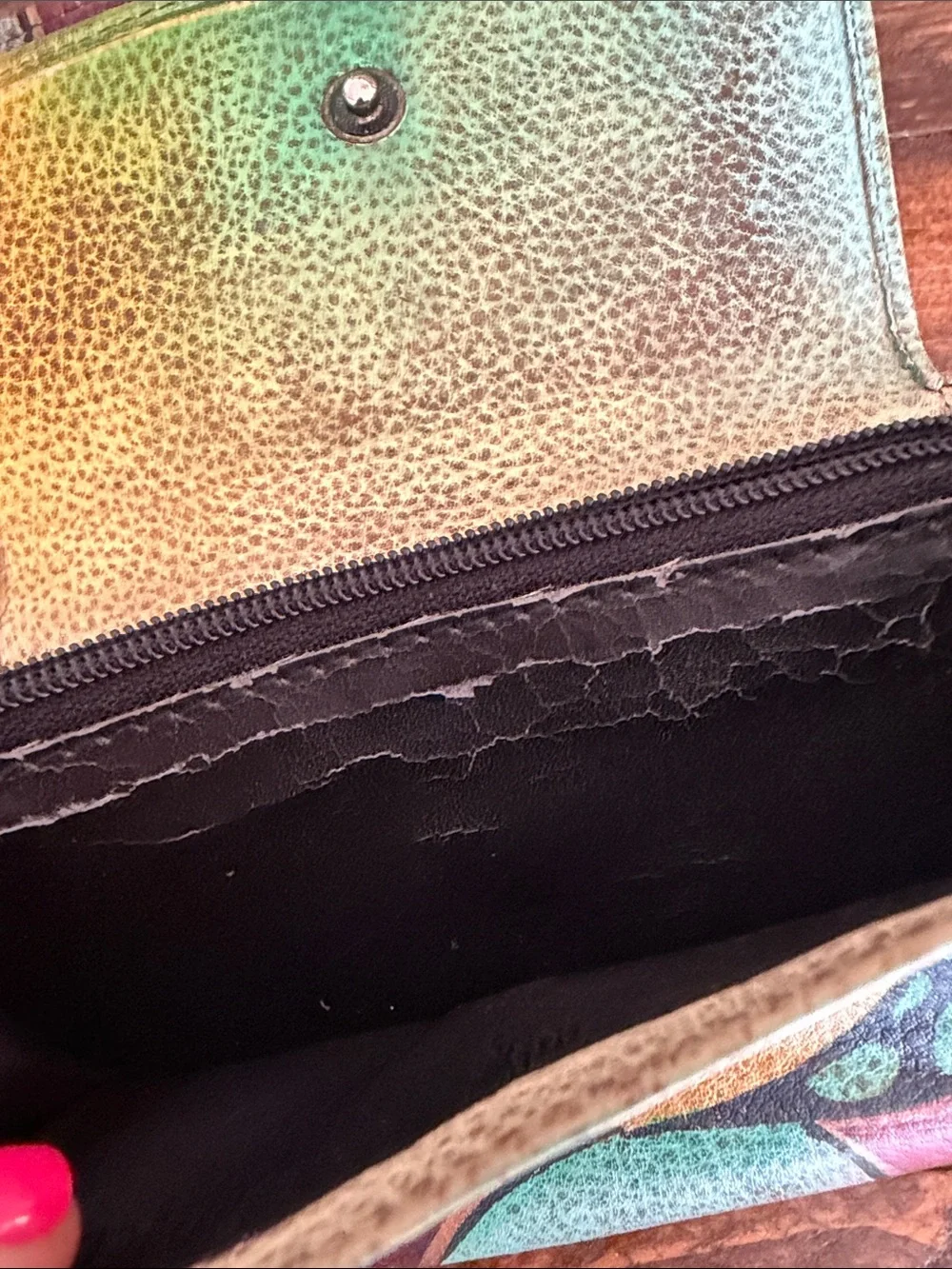 🎨 Anuschka Hand-Painted Leather Convertible 3-Way Tri-Fold Wallet 🎨 crossbody